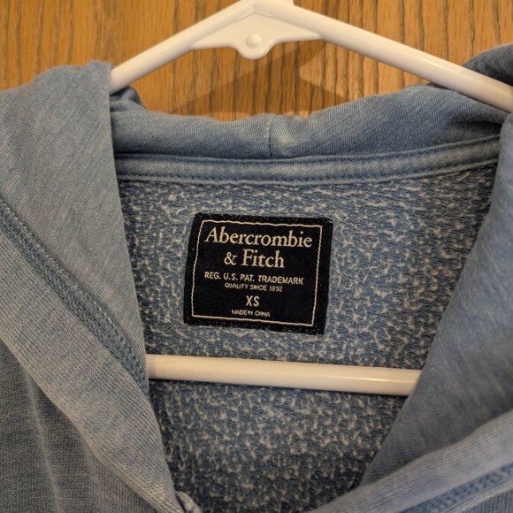 Abercrombie & Fitch Blue Distressed Zip Hoodie Sweatshirt with - Women's Size XS - Picture 3 of 4
